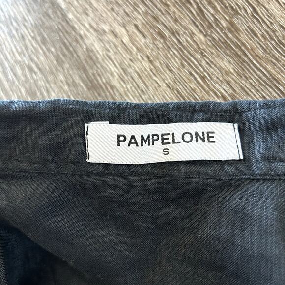 EUC Pampelone Mae Black Linen Utility Dress Sz Small Button Down 3/4 Sleeve Mini - Picture 13 of 16